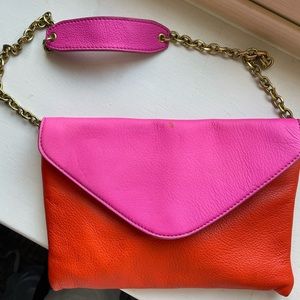 J Crew Pink / Orange Letter Envelope Clutch